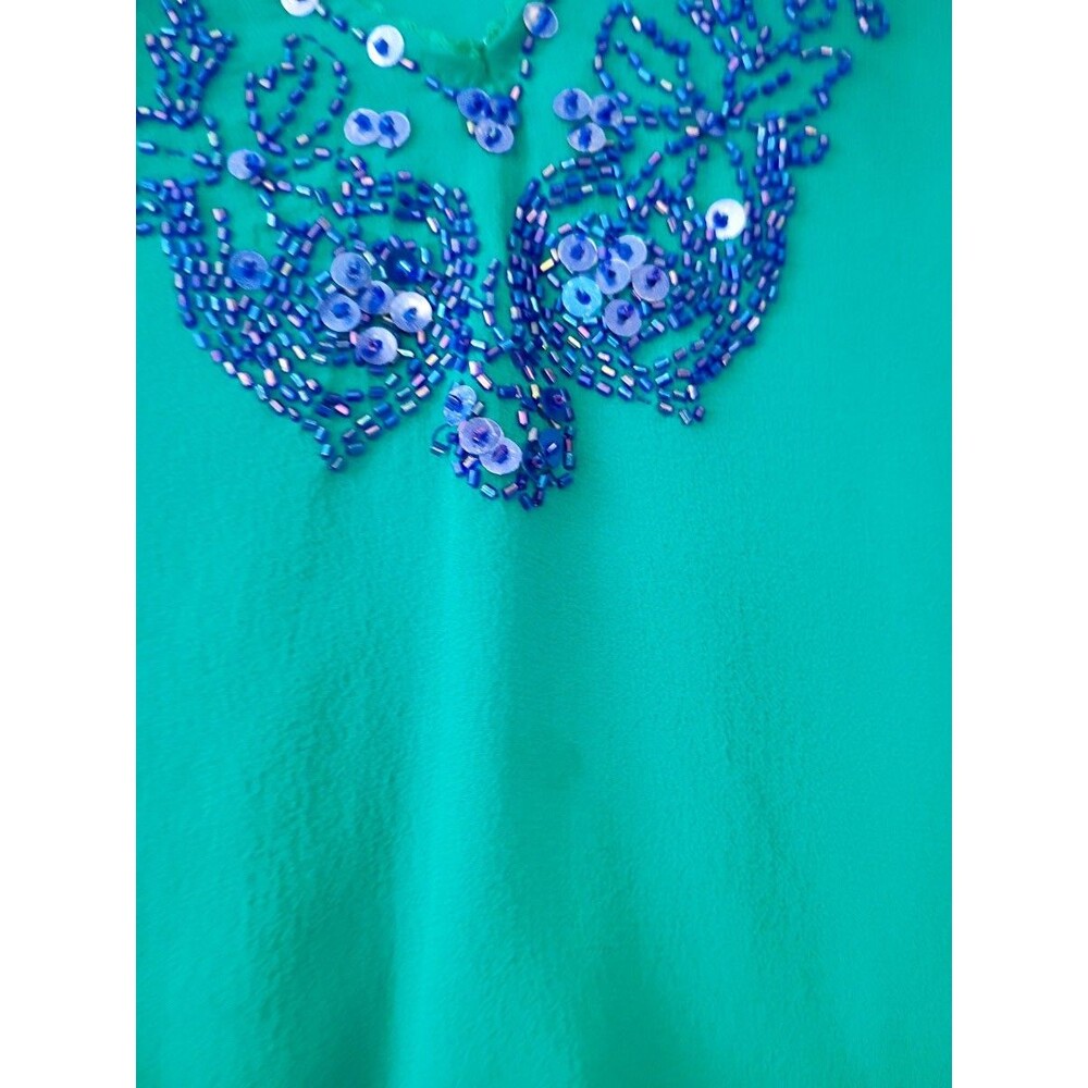 ITSU Silk Beaded Tunic Top – Ombré Teal Purple Womens Size 6 - Picture 5 of 8